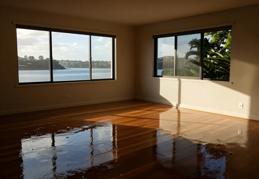 Water-damaged wall in a Cammeray home with peeling paint and visible stains